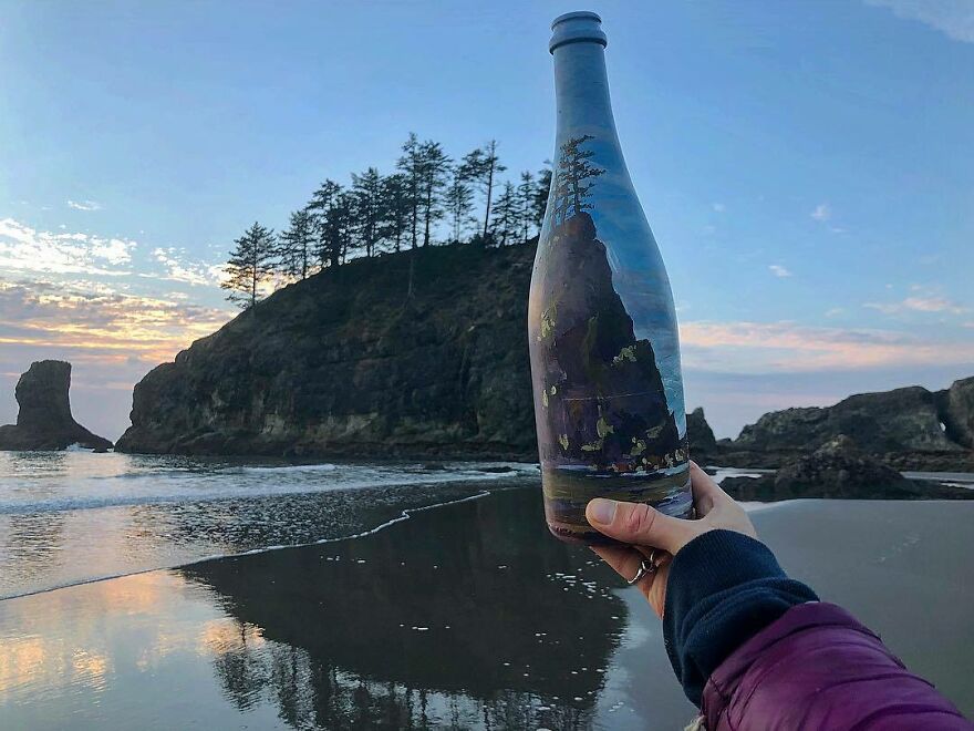 Naturalist Recycles Garbage From The National Park In Beautiful Landscape Paintings That Match The Landscape