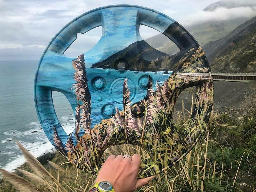 Naturalist Recycles Garbage From The National Park In Beautiful Landscape Paintings That Match The Landscape