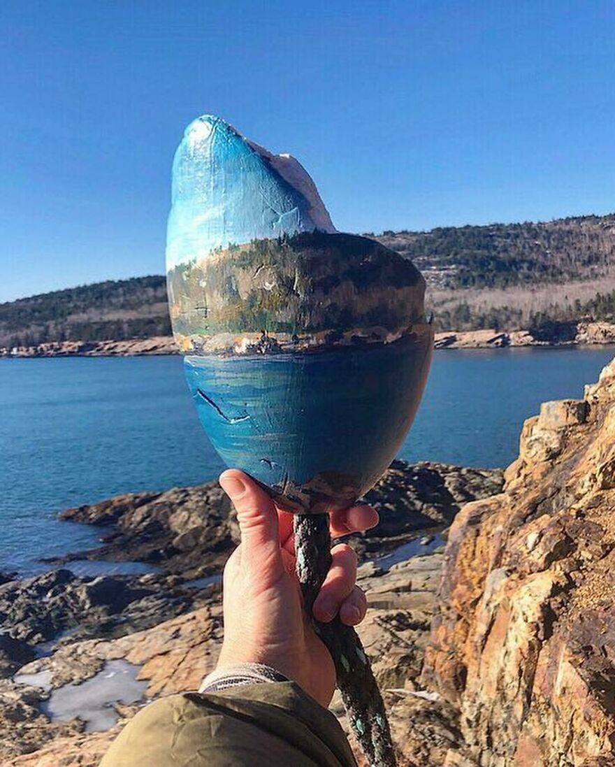 Naturalist Recycles Garbage From The National Park In Beautiful Landscape Paintings That Match The Landscape