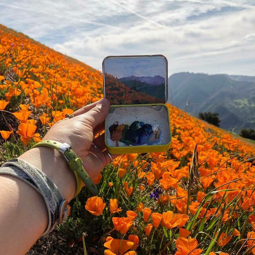 Naturalist Recycles Garbage From The National Park In Beautiful Landscape Paintings That Match The Landscape