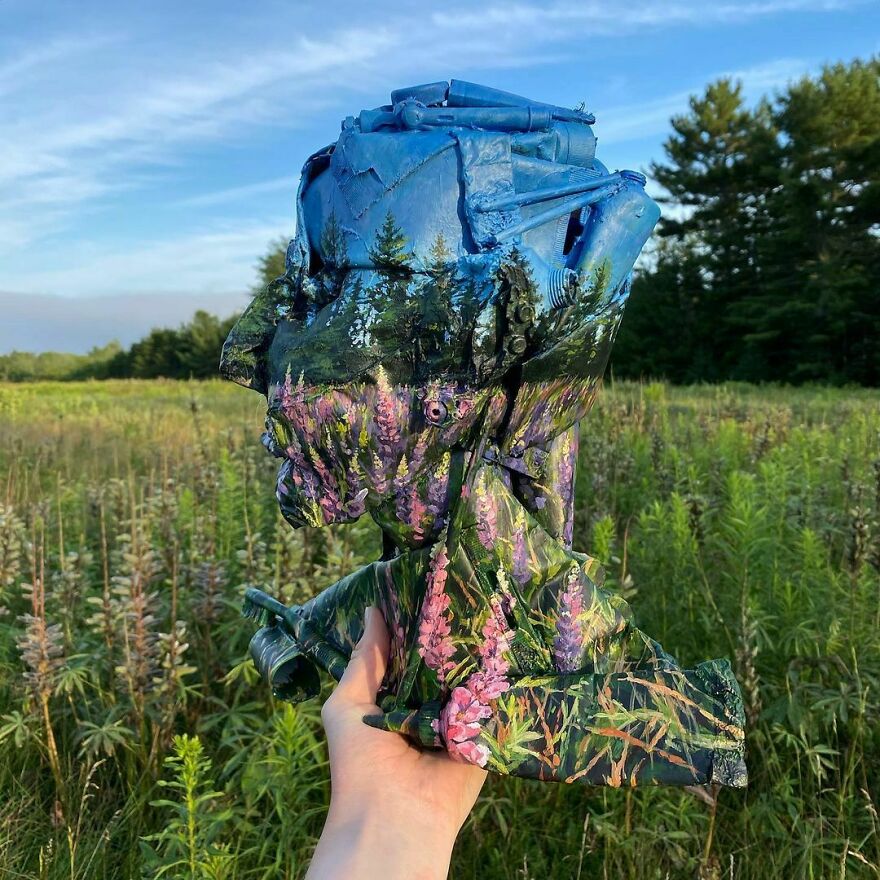 Naturalist Recycles Garbage From The National Park In Beautiful Landscape Paintings That Match The Landscape