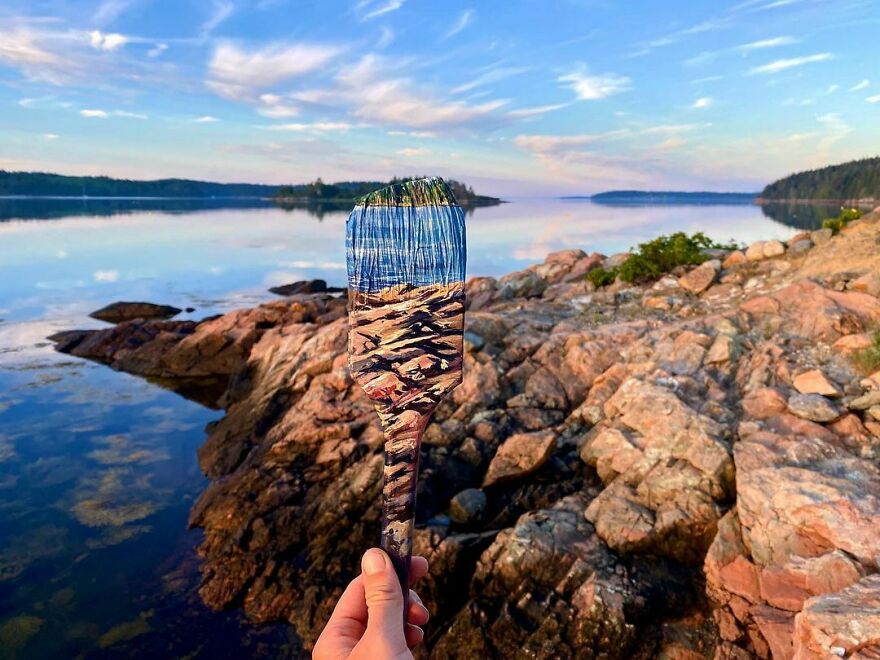 Naturalist Recycles Garbage From The National Park In Beautiful Landscape Paintings That Match The Landscape