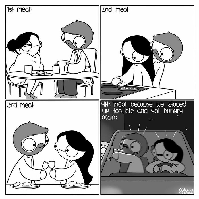 This Comic Is From 2019 But It’s Never Been More Relevant To Our Eating Schedule Than Now 👩🏻🍟🧔🏻