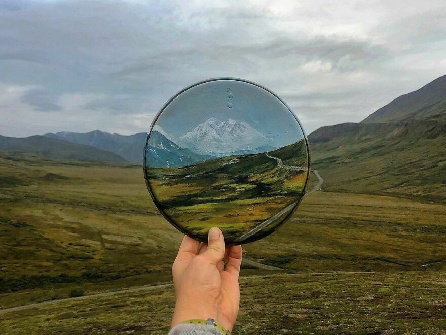 Naturalist Recycles Garbage From The National Park In Beautiful Landscape Paintings That Match The Landscape