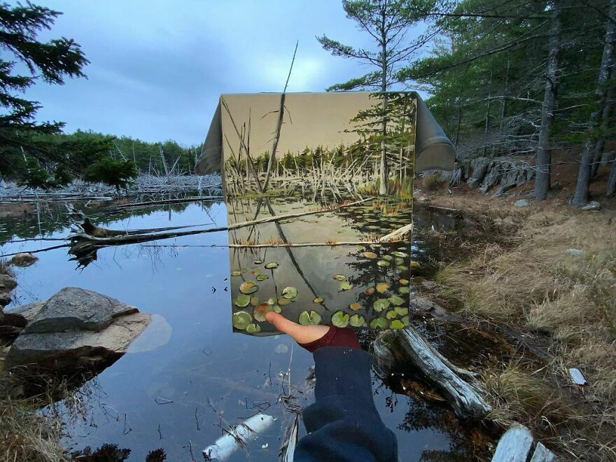 Naturalist Recycles Garbage From The National Park In Beautiful Landscape Paintings That Match The Landscape