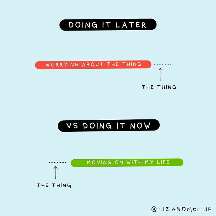 The Best Way I’ve Found To Get Myself To Sit Down And Write That Long, Stressful Email Or Make The Phone Call I’ve Been Putting Off Is To Ask Myself, “Do You Want To Be Anxious About This For Days Or Just Be Done With It?” It Still Doesn’t Work Every Time Lol, But Usually It’s The Gentle Push I Need