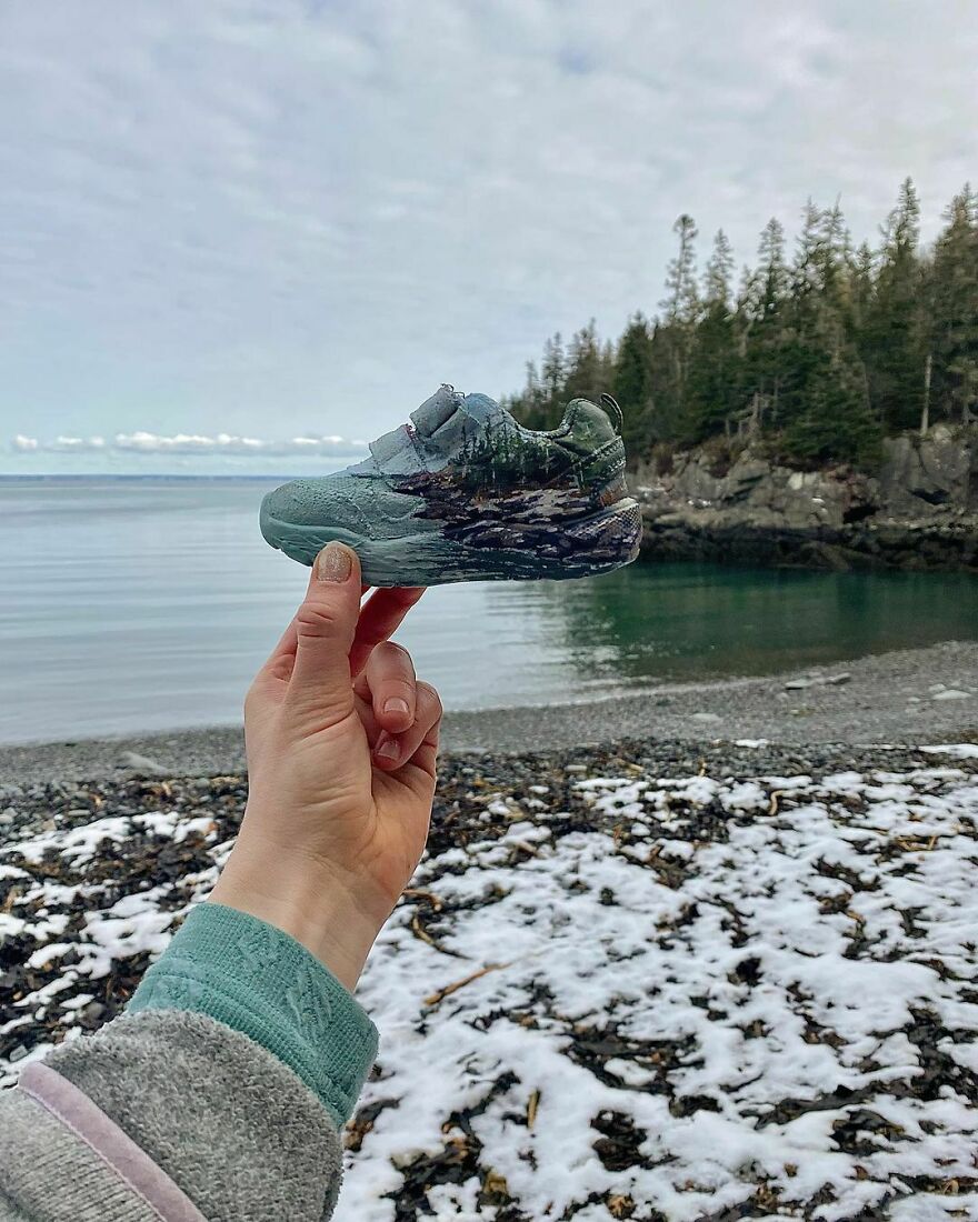 Naturalist Recycles Garbage From The National Park In Beautiful Landscape Paintings That Match The Landscape