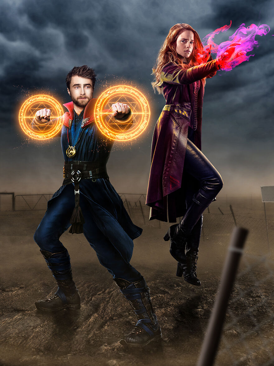 Harry Potter, Hermione Granger And Doctor Strange, Scarlet Witch