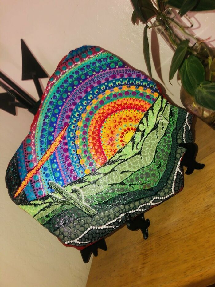 Arizona Sunset Painted On Flagstone