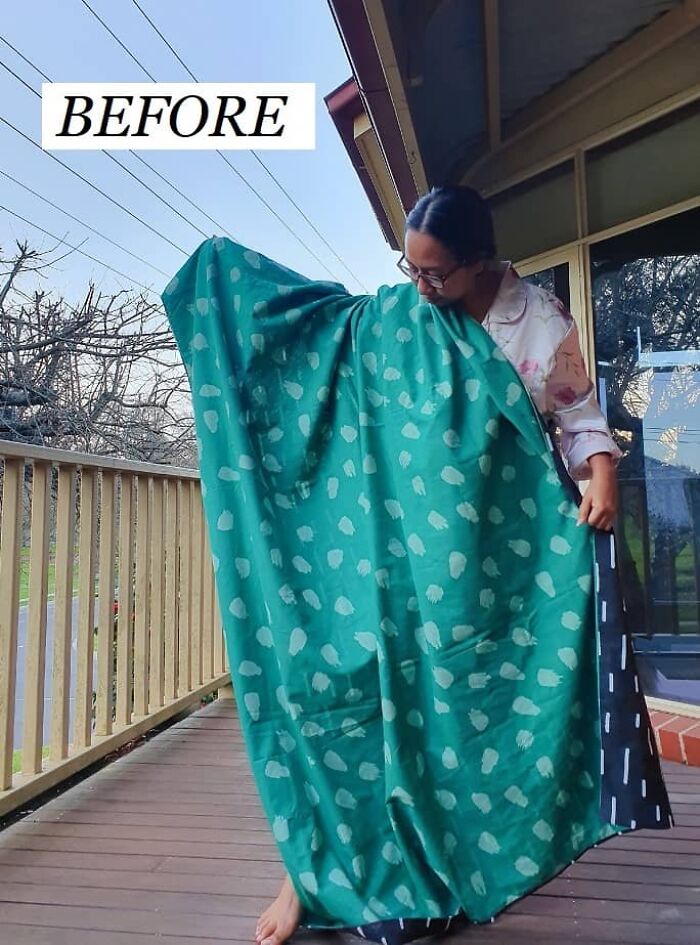 I Upcycled Old Duvet Cover, And Turn Them Into Fashionable Dresses