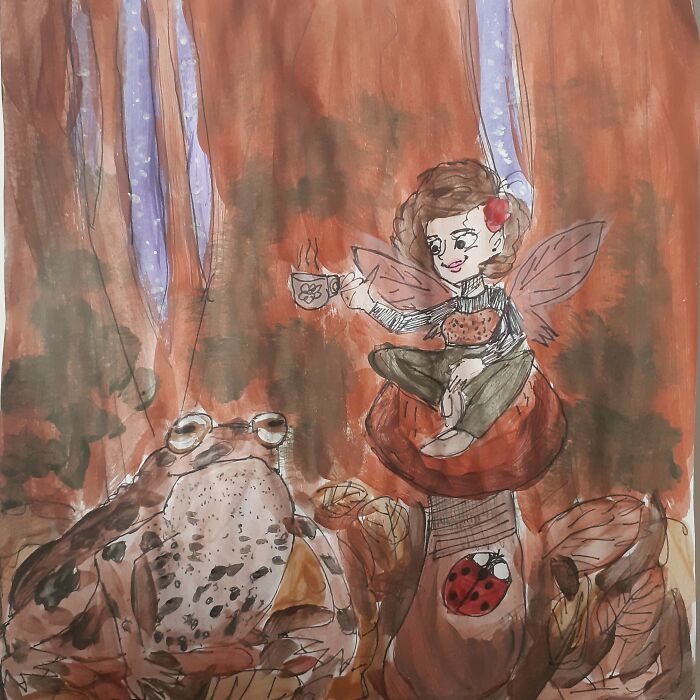 A Fairy Having A Tea Party With A Toad :)