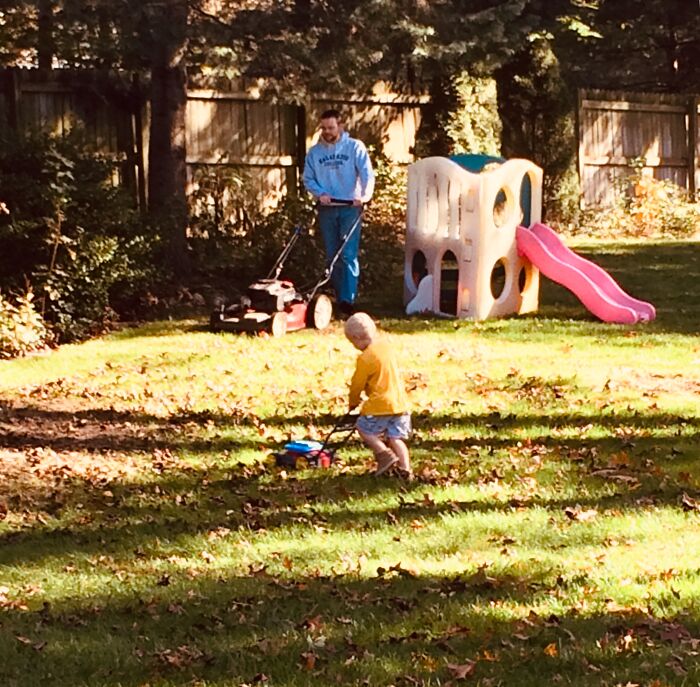Helping Dad Mow