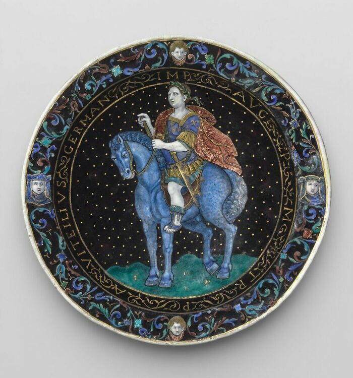 Plate: Emperor Vitellius On Horseback By Limosin, Jean Emailleur, (Around 1620)