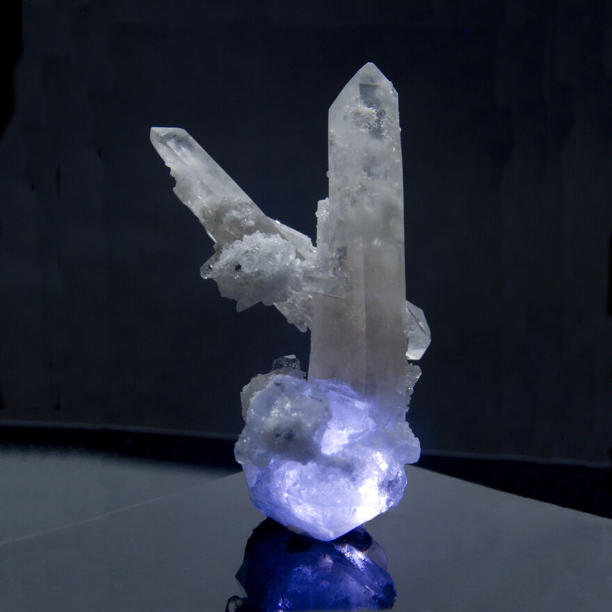 Blue Topaz On Quartz. Klein Spitzkoppe, Erongo Region, Namibia