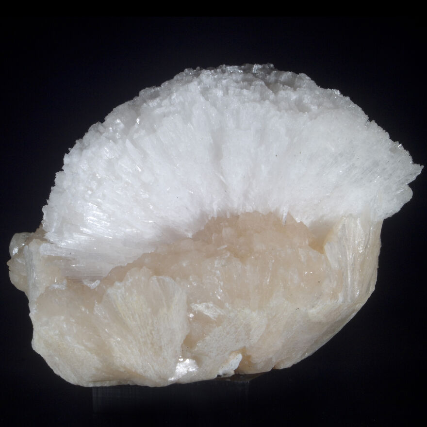 Mordenite On Peach Stilbite. Aurangabad, Maharashtra, India