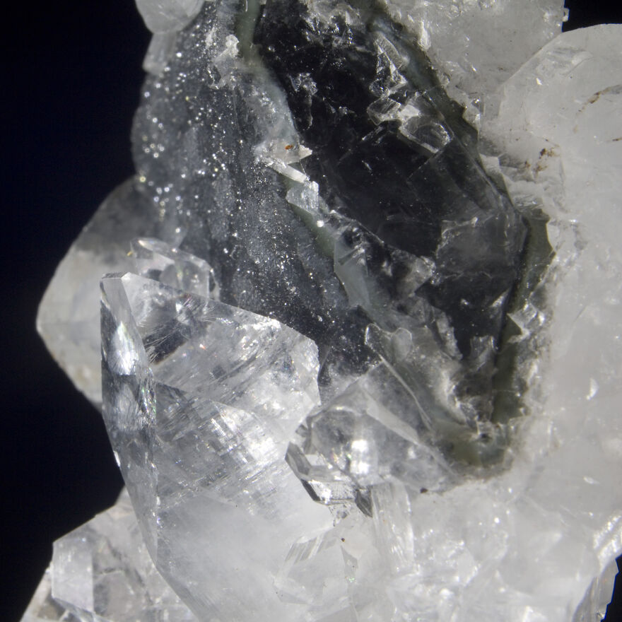 Apophyllite & Black Chalcedony. Jalgaon, Maharashtra, India