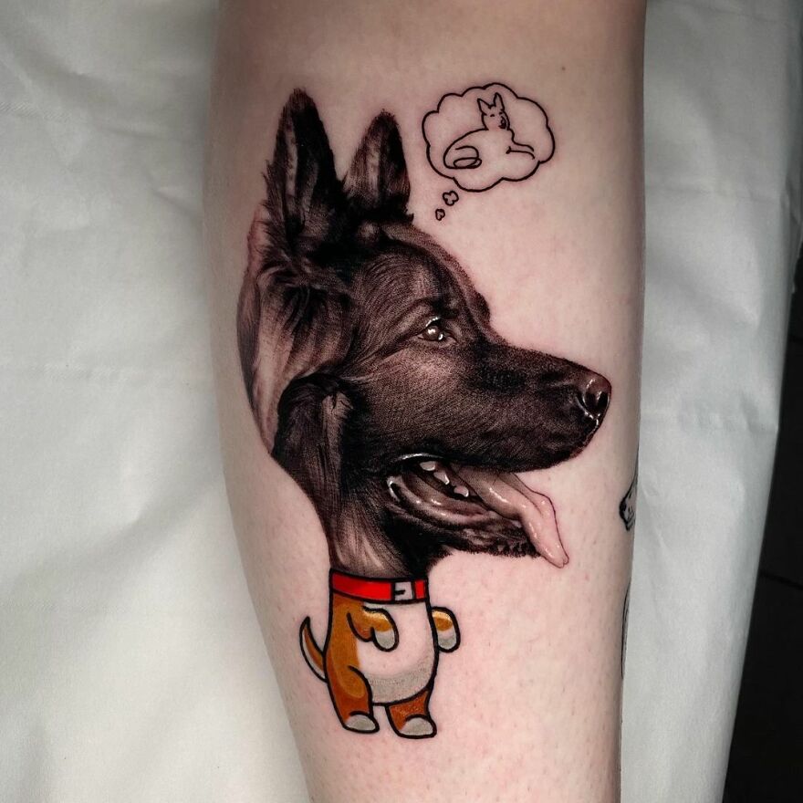 The French Tattoo Artist Produces Fantastic Tattoos In The Mixture Of 2 Styles