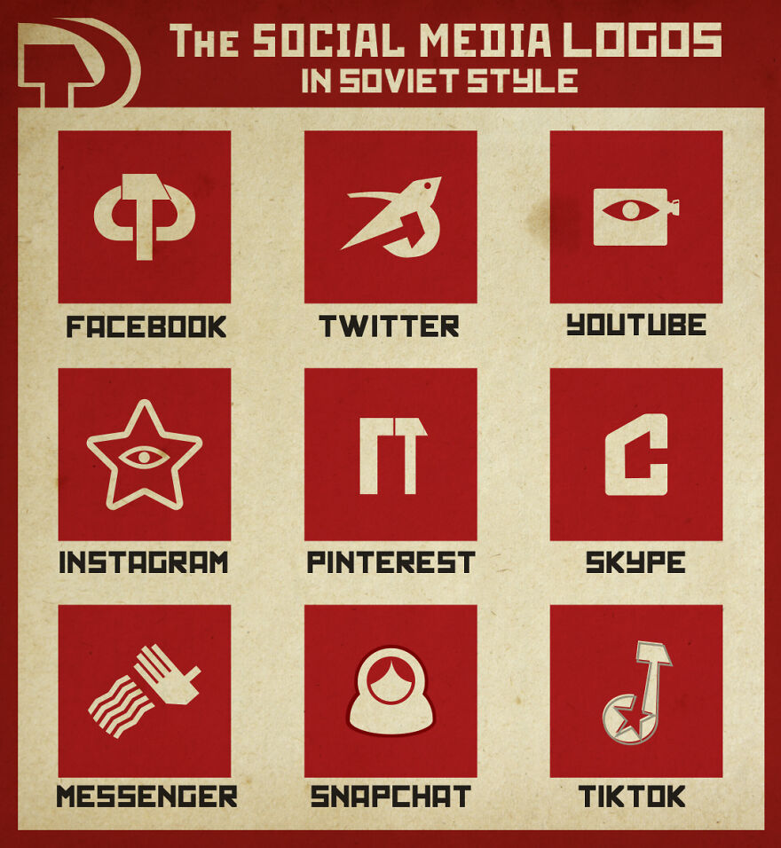 I Re-Imagined Social Media Logos In Soviet Style