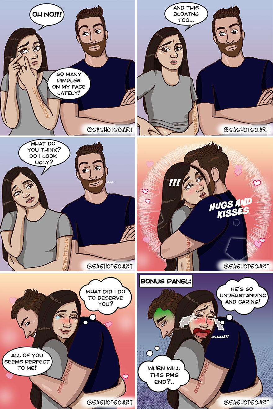 Funny-Comics-Everyday-Life-Relationships-Girl-Problems-Sasha-Tsoysashotso-Art