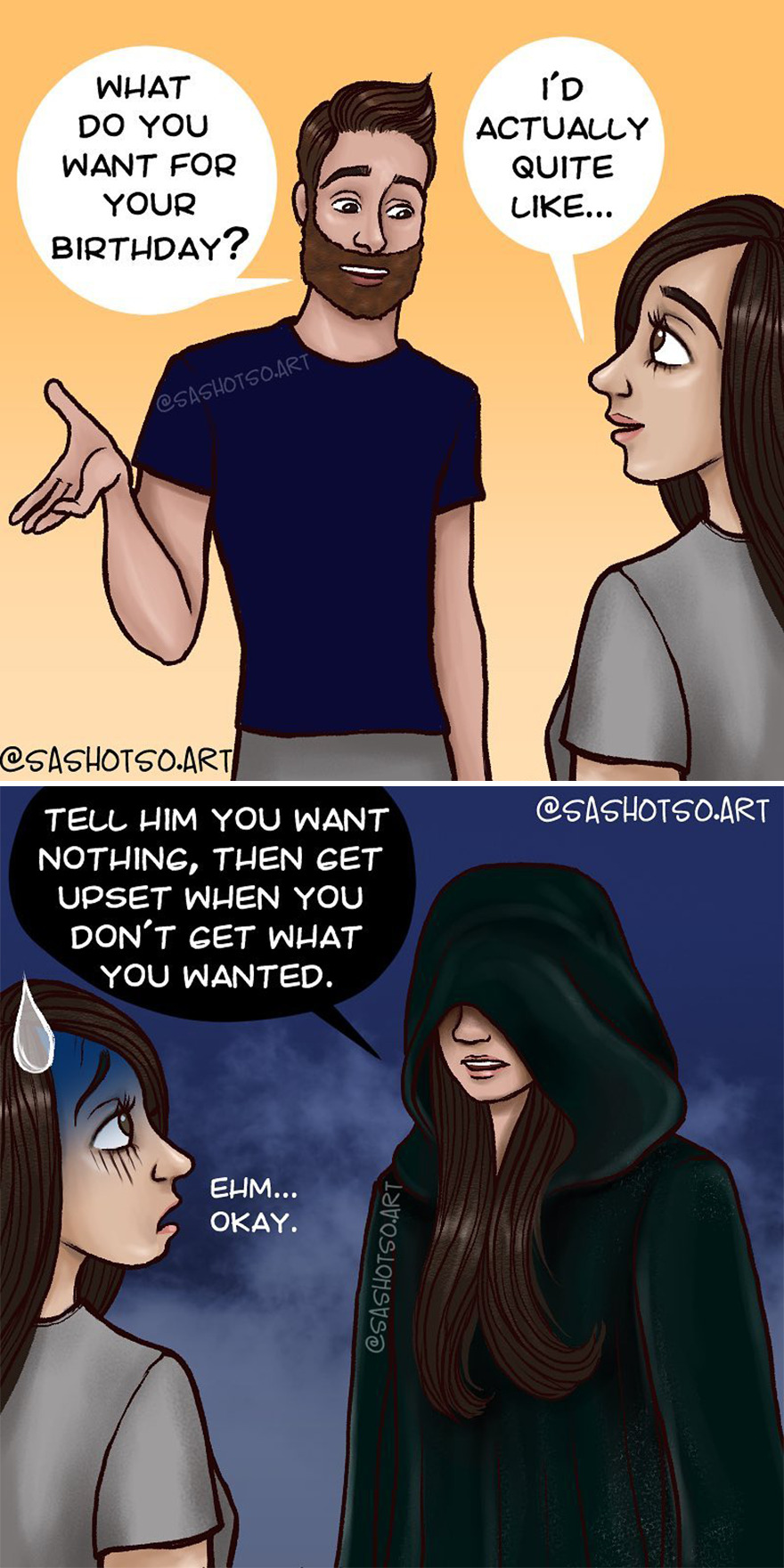 Funny-Comics-Everyday-Life-Relationships-Girl-Problems-Sasha-Tsoysashotso-Art