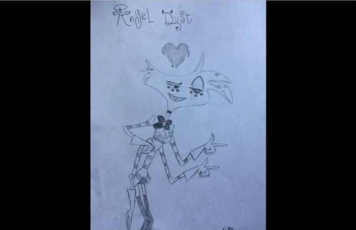 I Also Drew Angel Dust From Hazbin Hotel, But With Just Paper And Pencil!