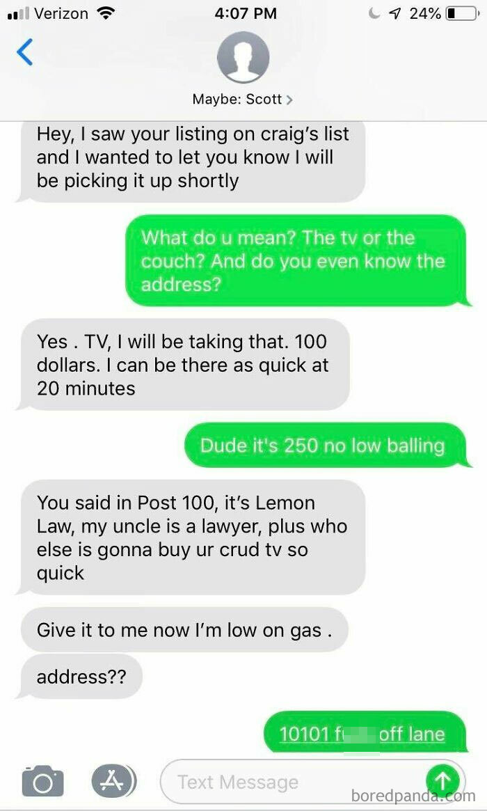 I Hate Craigslist. This Guy Has Been Bothering Me All Day, Never Posting My Number Again