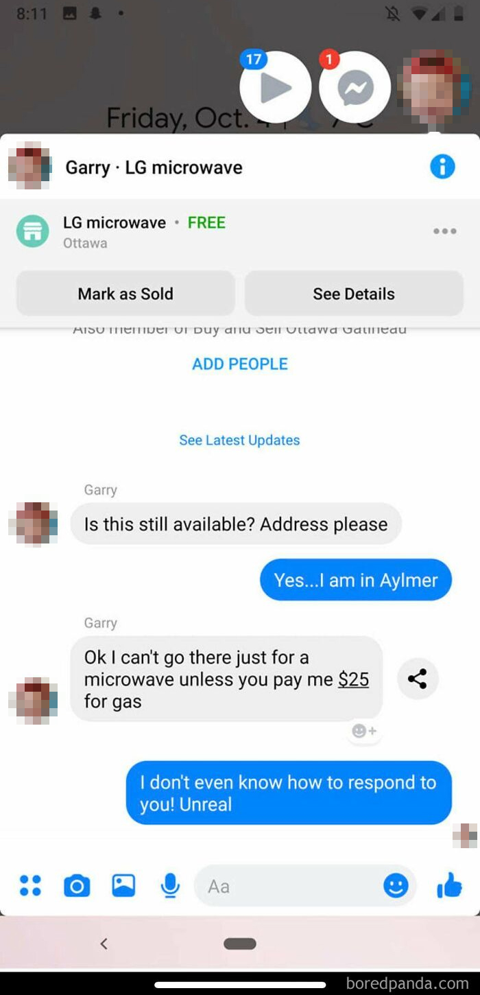 Yes Gary. I Will Pay You $25 To Pick Up An Item I’m Giving You That You Want For Free