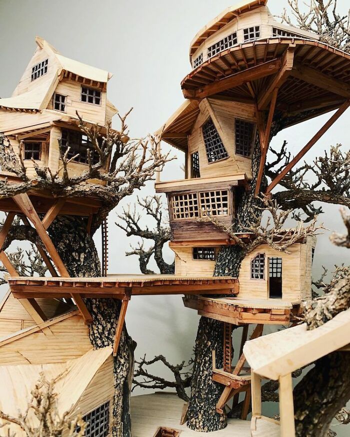24 Photos Of Tiny Treehouses Handcrafted Within Bonsai Trees By The Late Dave Creek