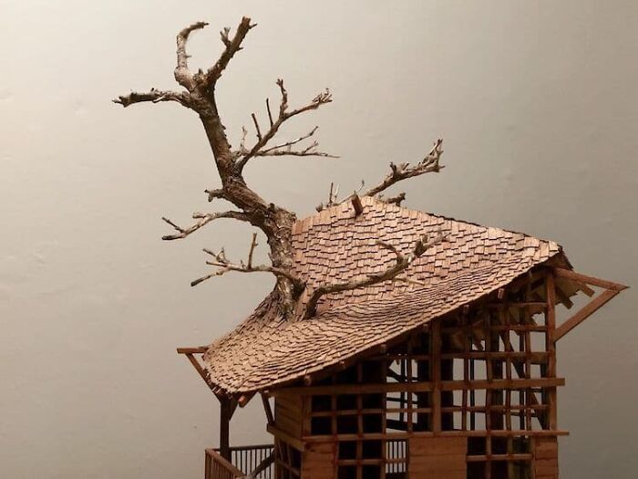 24 Photos Of Tiny Treehouses Handcrafted Within Bonsai Trees By The Late Dave Creek