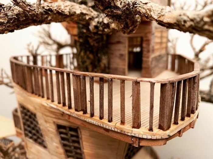 24 Photos Of Tiny Treehouses Handcrafted Within Bonsai Trees By The Late Dave Creek