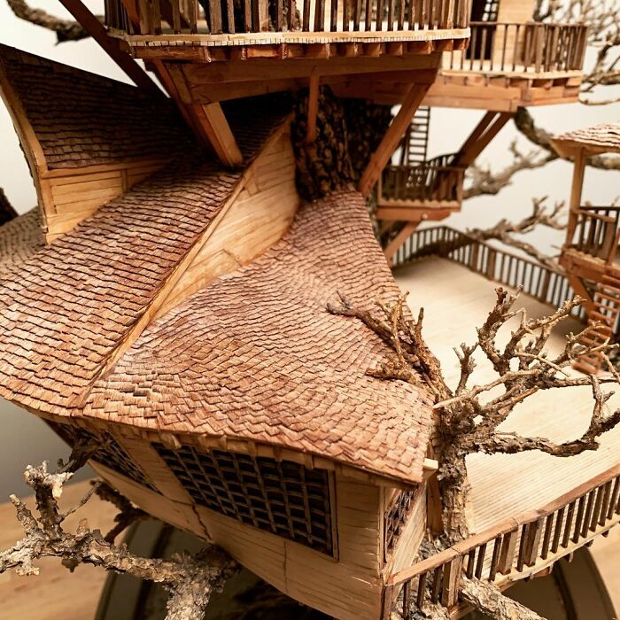 24 Photos Of Tiny Treehouses Handcrafted Within Bonsai Trees By The Late Dave Creek