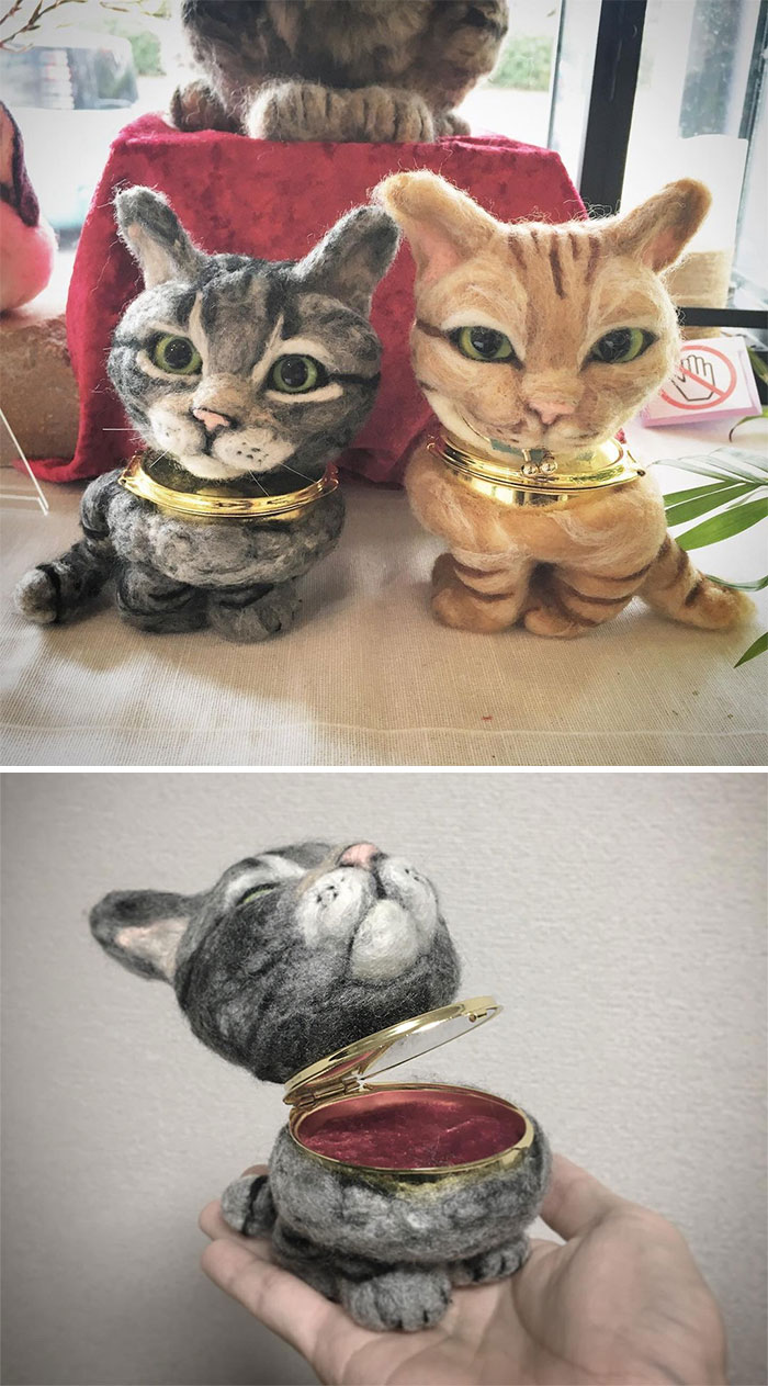 Japanese-Artist-Weird-Felted-Cats-Technology-Sacocho