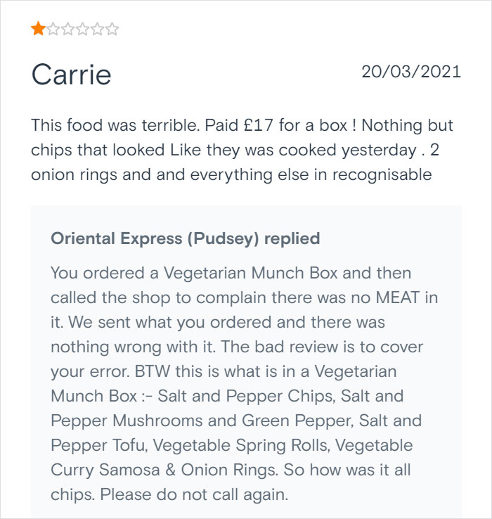 Chinese Takeaway Goes Viral For Its Savage Replies To Bad Customer Reviews