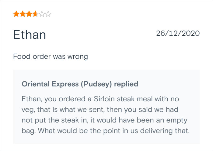 Chinese Takeaway Goes Viral For Its Savage Replies To Bad Customer Reviews Chinese Takeaway Goes Viral For Its Savage Replies To Bad Customer Reviews