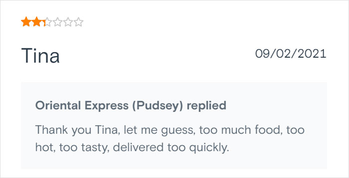 Chinese Takeaway Goes Viral For Its Savage Replies To Bad Customer Reviews Chinese Takeaway Goes Viral For Its Savage Replies To Bad Customer Reviews