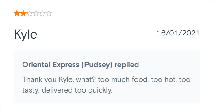 Chinese Takeaway Goes Viral For Its Savage Replies To Bad Customer Reviews