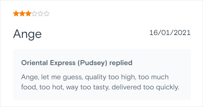 Chinese Takeaway Goes Viral For Its Savage Replies To Bad Customer Reviews Chinese Takeaway Goes Viral For Its Savage Replies To Bad Customer Reviews