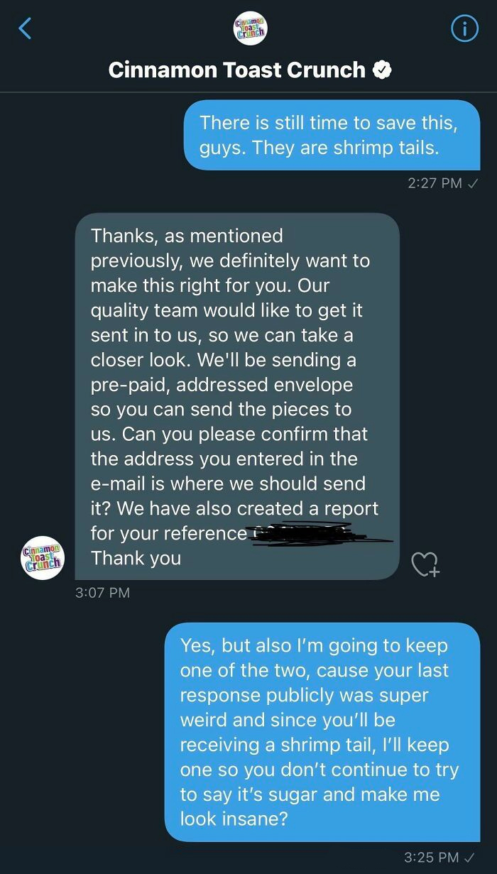 Person Finds Shrimp Tails In His Cinnamon Crunch Cereal, The Company Says It&rsquo;s Just &lsquo;Sugar&rsquo;, People React With Memes