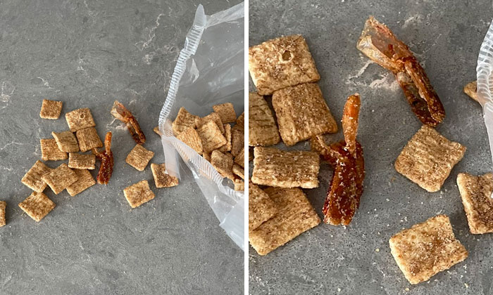 Person Finds Shrimp Tails In His Cinnamon Crunch Cereal, The Company Says It’s Just ‘Sugar’, People React With Memes