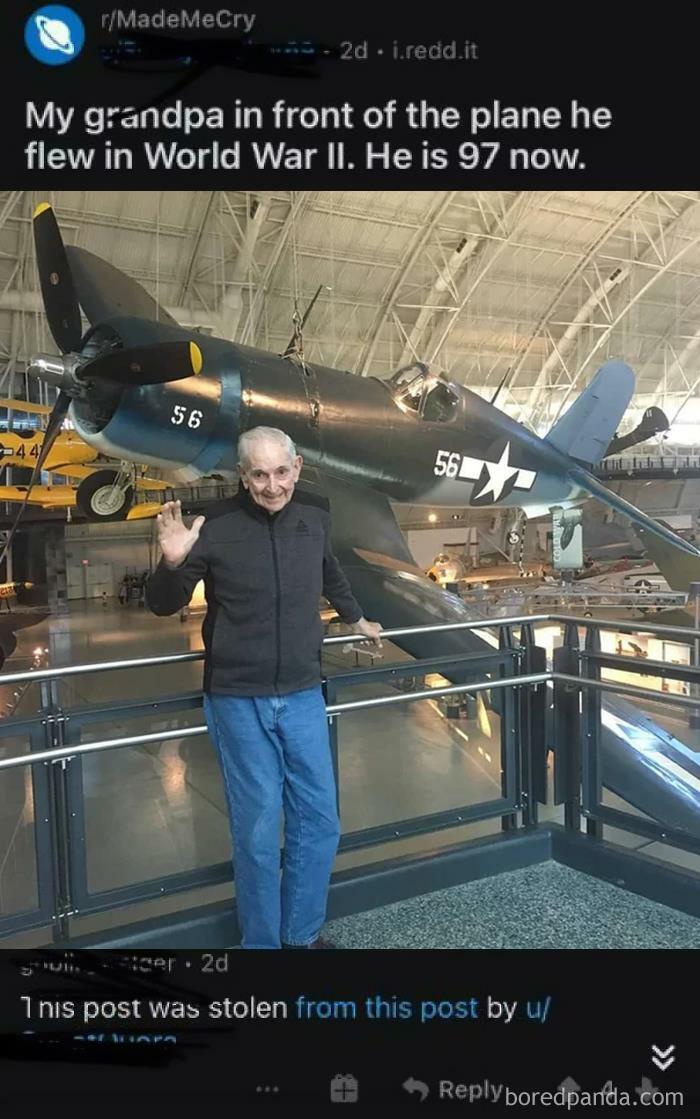 Guy Tries To Steal Other Person Grandfather For Reddit Points