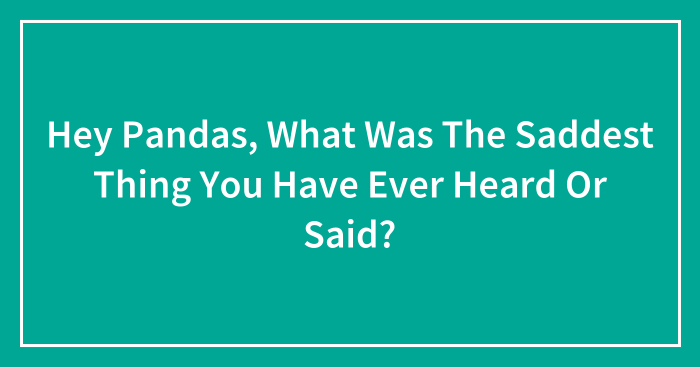 Hey Pandas, What Was The Saddest Thing You Have Ever Heard Or Said? (Closed)