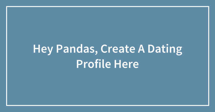 Hey Pandas, Create A Dating Profile Here (Closed)