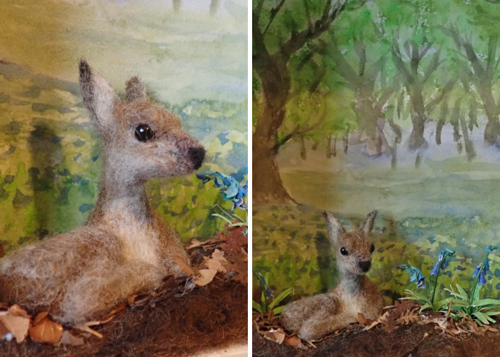 I Created This Mixed Media Diorama Of A Deer In A Bluebell Wood
