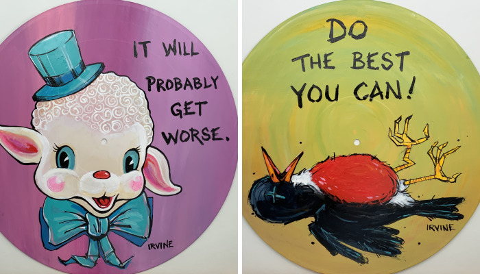 I Can’t Stop Painting On Damaged, Unplayable Vinyl Records And Converting Trash Into Art