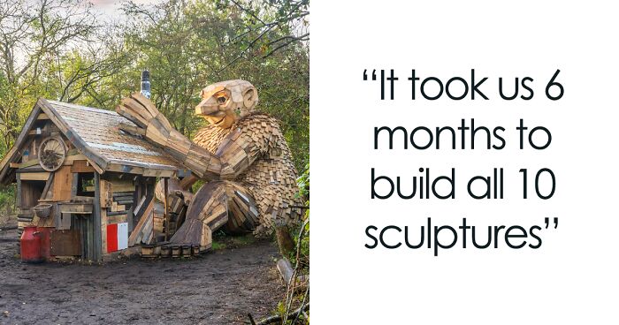 I Hid 10 Giant Troll Sculptures That I Made From Recycled Wood During Quarantine In The Wilderness Of Denmark