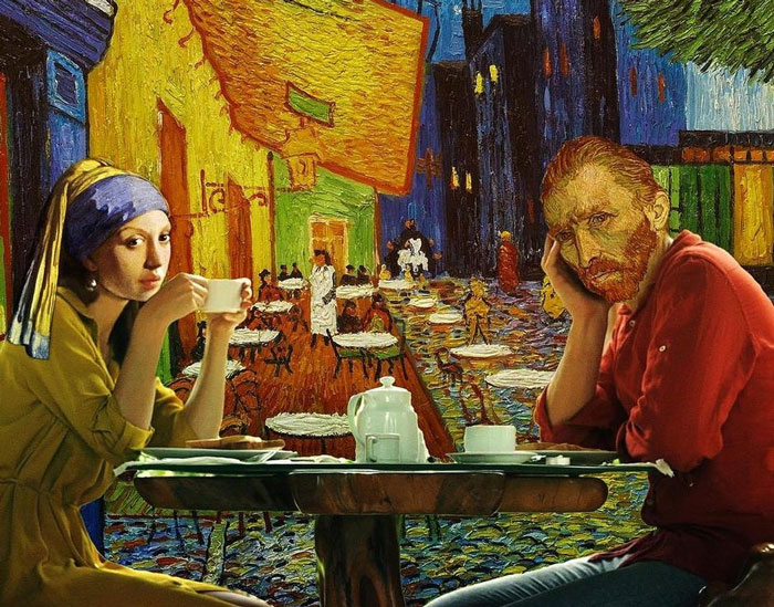 My 57 Photo Manipulations That Put Famous Subjects Of Paintings Out Of The Frame And Into The Modern World