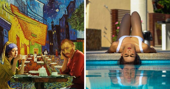 My 57 Photo Manipulations That Put Famous Subjects Of Paintings Out Of The Frame And Into The Modern World