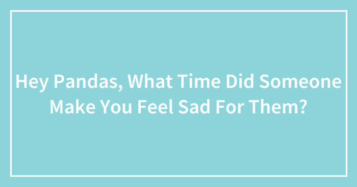 Hey Pandas, What Time Did Someone Make You Feel Sad For Them? (Closed)