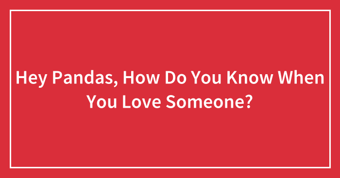 Hey Pandas, How Do You Know When You Love Someone? (Closed)