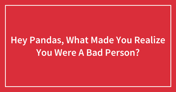 Hey Pandas, What Made You Realize You Were A Bad Person? (Closed)